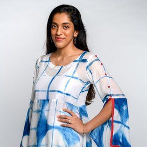 Indigo Butterfly Sleeve Top